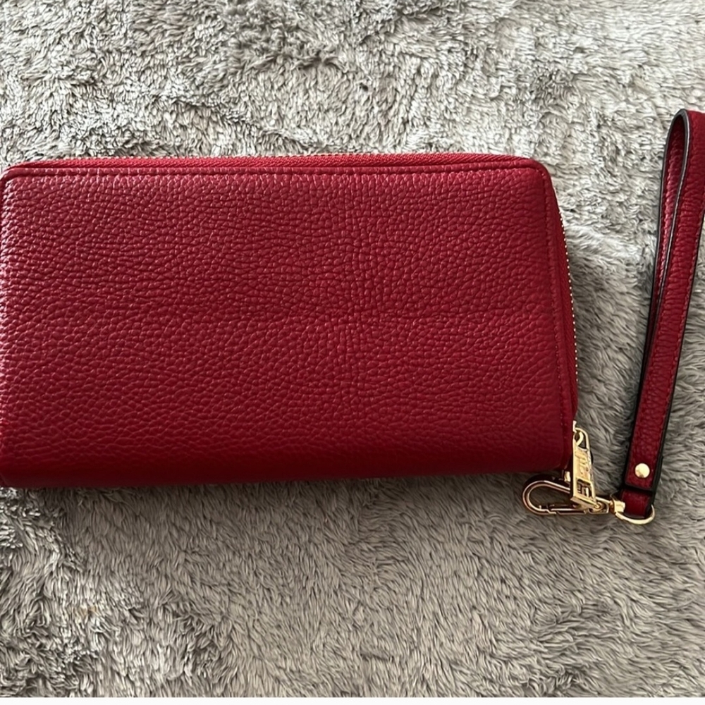 Jessica MOORE Chic Red Leather Wristlet WALLET